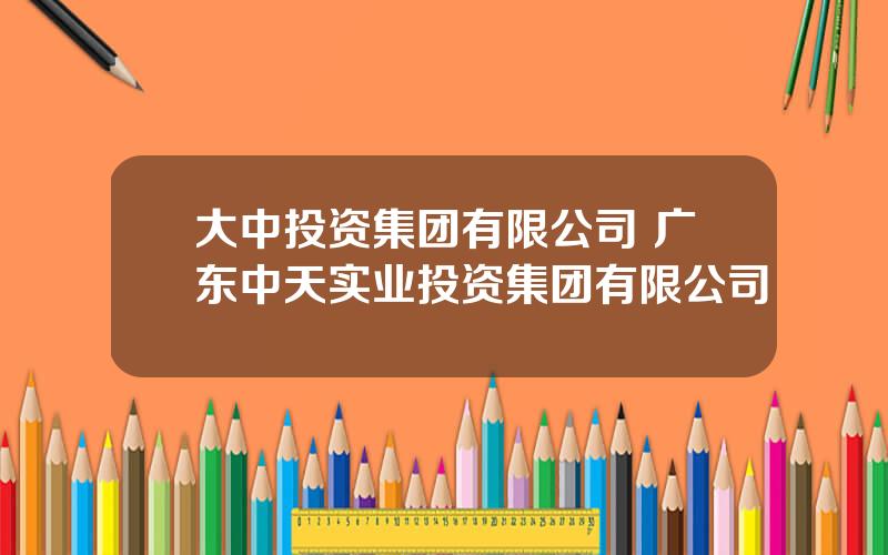 大中投资集团有限公司 广东中天实业投资集团有限公司